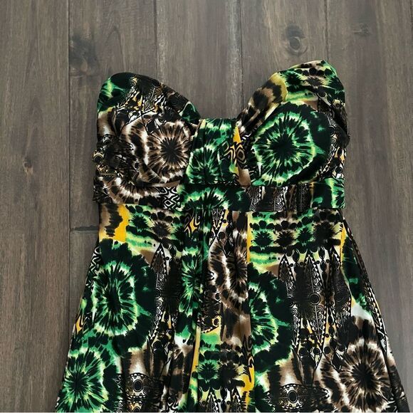 Carrie Allen Strapless Colorful Patterned Maxi Dress M - Picture 3 of 8